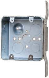 Cooper Crouse-Hinds - 1 Gang, (14) 1/2 & 3/4" Knockouts, Steel Square Wall Box - 4" Overall Height x 4" Overall Width x 2-1/8" Overall Depth - USA Tool & Supply