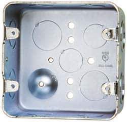 Cooper Crouse-Hinds - 1 Gang, (17) 1/2 & 3/4" Knockouts, Steel Square Wall Box - 4" Overall Height x 4" Overall Width x 2-1/8" Overall Depth - USA Tool & Supply
