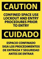 NMC - "Caution - Confined Space - Use Lockout and Entry Procedures Prior to Entry", 14" Long x 10" Wide, Pressure-Sensitive Vinyl Safety Sign - Rectangle, 0.004" Thick, Use for Accident Prevention - USA Tool & Supply