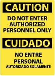 NMC - "Caution - Do Not Enter - Authorized Personnel Only", 14" Long x 10" Wide, Aluminum Safety Sign - Rectangle, 0.04" Thick, Use for Security & Admittance - USA Tool & Supply