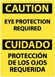 NMC - "Caution - Eye Protection Required", 14" Long x 10" Wide, Rigid Plastic Safety Sign - Rectangle, 0.05" Thick, Use for Accident Prevention - USA Tool & Supply