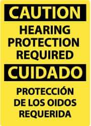 NMC - "Caution - Hearing Protection Required", 14" Long x 10" Wide, Rigid Plastic Safety Sign - Rectangle, 0.05" Thick, Use for Accident Prevention - USA Tool & Supply