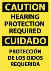 NMC - "Caution - Hearing Protection Required", 14" Long x 10" Wide, Pressure-Sensitive Vinyl Safety Sign - Rectangle, 0.004" Thick, Use for Accident Prevention - USA Tool & Supply