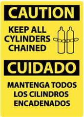 NMC - "Caution - Keep All Cylinders Chained", 14" Long x 10" Wide, Aluminum Safety Sign - Rectangle, 0.04" Thick, Use for Accident Prevention - USA Tool & Supply