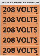 NMC - Electrical Markers Label - Legend: 208 Volts, English, Black & Orange, 4-1/2" Long x 1-1/8" High, Sign Muscle Finish - USA Tool & Supply