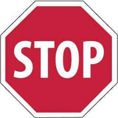 NMC - "Stop", 12" Wide x 12" High, Plastic Stop & Yield Signs - 0.05" Thick, White on Red, Octagon, Wall Mount - USA Tool & Supply