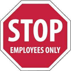 NMC - "Stop - Employees Only", 12" Wide x 12" High, Plastic Stop & Yield Signs - 0.05" Thick, White on Red, Octagon, Wall Mount - USA Tool & Supply