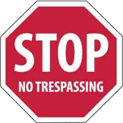 NMC - "Security Notice - Stop - No Trespassing", 12" Long x 12" Wide, Rigid Plastic Safety Sign - Hexagon, 0.05" Thick, Use for Security & Admittance - USA Tool & Supply