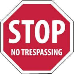 NMC - "Security Notice - Stop - No Trespassing", 12" Long x 12" Wide, Rigid Plastic Safety Sign - Hexagon, 0.05" Thick, Use for Security & Admittance - USA Tool & Supply