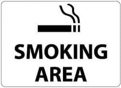 NMC - "Smoking Area", 10" Long x 14" Wide, Aluminum Safety Sign - Rectangle, 0.04" Thick, Use for Smoking Regulations - USA Tool & Supply