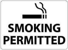 NMC - "Smoking Permitted", 10" Long x 14" Wide, Aluminum Safety Sign - Rectangle, 0.04" Thick, Use for Smoking Regulations - USA Tool & Supply