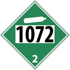 NMC - DOT - Shipping & Vehicle - 1072, 10-3/4" Wide x 10-3/4" High, Rigid Plastic Placard - Black & White on Green, UV Resistant, Chemical Resistant, Graffiti Proof - USA Tool & Supply