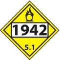 NMC - DOT - Shipping & Vehicle - 1942, 10-3/4" Wide x 10-3/4" High, Pressure-Sensitive Vinyl Placard - Black & White on Yellow, UV Resistant, Chemical Resistant, Graffiti Proof - USA Tool & Supply