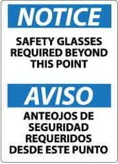 NMC - "Notice - Safety Glasses Required Beyond This Point", 14" Long x 10" Wide, Aluminum Safety Sign - Rectangle, 0.04" Thick, Use for Accident Prevention - USA Tool & Supply