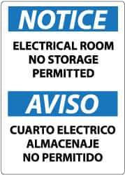 NMC - "Notice - Electrical Room - No Storage Permitted", 14" Long x 10" Wide, Pressure-Sensitive Vinyl Safety Sign - Rectangle, 0.004" Thick, Use for Accident Prevention - USA Tool & Supply