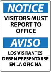 NMC - "Notice - Visitors Must Report to Office", 14" Long x 10" Wide, Aluminum Safety Sign - Rectangle, 0.04" Thick, Use for Security & Admittance - USA Tool & Supply