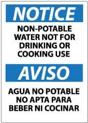 NMC - "Notice - Non-Potable Water - Not for Drinking or Cooking Use", 14" Long x 10" Wide, Rigid Plastic Safety Sign - Rectangle, 0.05" Thick, Use for Hazardous Materials - USA Tool & Supply