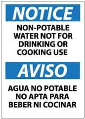 NMC - "Notice - Non-Potable Water - Not for Drinking or Cooking Use", 14" Long x 10" Wide, Rigid Plastic Safety Sign - Rectangle, 0.05" Thick, Use for Hazardous Materials - USA Tool & Supply