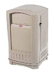 Rubbermaid - 50 Gal Beige Rectangle Trash Can - Polyethylene, 42-1/8" High x 24-3/4" Long x 25-1/4" Wide - USA Tool & Supply