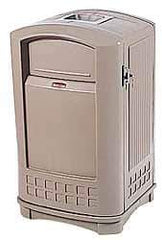 Rubbermaid - 50 Gal Beige Square Trash Can - Polyethylene, 42" High x 25" Long x 25" Wide - USA Tool & Supply