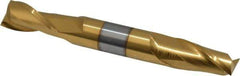 Atrax - 1/2", 1" LOC, 1/2" Shank Diam, 4" OAL, 2 Flute, Solid Carbide Square End Mill - Double End, TiN Finish, Spiral Flute, 30° Helix, Centercutting, Right Hand Cut - USA Tool & Supply