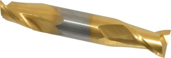 Atrax - 1/2", 5/8" LOC, 1/2" Shank Diam, 3" OAL, 2 Flute, Solid Carbide Square End Mill - Double End, TiN Finish, Spiral Flute, 30° Helix, Centercutting, Right Hand Cut - USA Tool & Supply