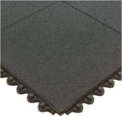 Wearwell - 3' Long x 3' Wide x 5/8" Thick, Anti-Fatigue Modular Matting Tiles - Male & Female, 4 Interlocking Sides, Black, For Dry & Wet Areas, Series 574 - USA Tool & Supply