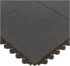 Wearwell - 3' Long x 3' Wide x 5/8" Thick, Anti-Fatigue Modular Matting Tiles - Male & Female, 4 Interlocking Sides, Black, For Dry & Wet Areas, Series 574 - USA Tool & Supply