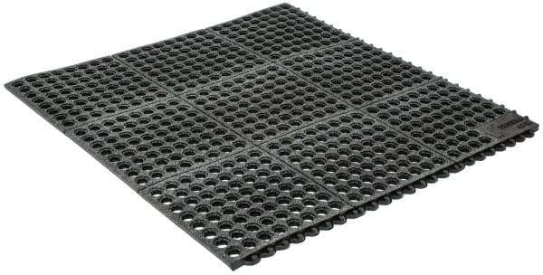 Wearwell - 3' Long x 3' Wide x 5/8" Thick, Anti-Fatigue Modular Matting Tiles - Black, For Dry & Wet Areas, Series 576 - USA Tool & Supply