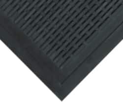 Wearwell - 5 Ft. Long x 3 Ft. Wide, Natural Rubber Surface, Raised Bars and Scrapers (Reversible) Entrance Matting - 5/16 Inch Thick, Outdoor, SBR Rubber, Black, 4 Edged Side, Series 224 - USA Tool & Supply