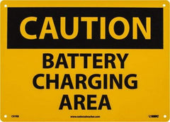 NMC - "Caution - Battery Charging Area", 10" Long x 14" Wide, Rigid Plastic Safety Sign - Rectangle, 0.05" Thick, Use for Accident Prevention - USA Tool & Supply