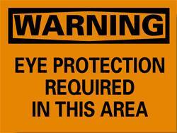 NMC - "Warning - Eye Protection Required in This Area", 10" Long x 14" Wide, Rigid Plastic Safety Sign - Rectangle, 0.05" Thick, Use for Accident Prevention - USA Tool & Supply