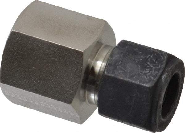 Parker - 1/2" OD, Stainless Steel Female Connector - 1-1/16" Hex, Comp x FNPT Ends - USA Tool & Supply