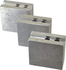 H & R Manufacturing - 8" Chuck Capacity, 1.5mm x 60° Serrated Attachment, Square Soft Lathe Chuck Jaw - 3 Jaws, Aluminum, 1" Btw Mount Hole Ctrs, 3-1/2" Long x 1-1/2" Wide x 3-1/2" High, 0.551" Groove, 12mm Fastener - USA Tool & Supply