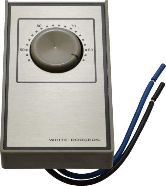 White-Rodgers - 40 to 85°F, Heat Only, Line Voltage Wall Thermostat - 120 to 277 Volts, SPST Switch - USA Tool & Supply