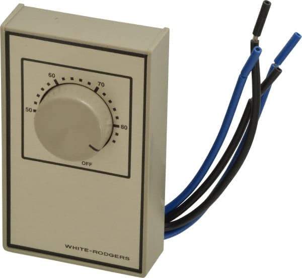 White-Rodgers - 40 to 85°F, Heat Only, Line Voltage Wall Thermostat - 120 to 277 Volts, DPST Switch - USA Tool & Supply