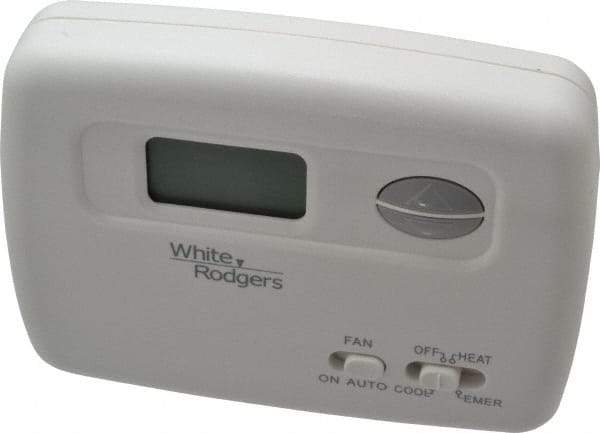 White-Rodgers - 45 to 99°F, 2 Heat, 1 Cool, Economy Digital Heat Pump Thermostat (Hardwired with Battery Back-Up) - 20 to 30 Volts, Electronic Switching Switch - USA Tool & Supply