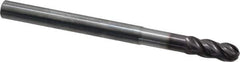 SGS - 5/16" Diam, 13/16" LOC, 4 Flute Solid Carbide Ball End Mill - AlTiN Finish, Single End, 4" OAL, 5/16" Shank Diam, Spiral Flute - USA Tool & Supply