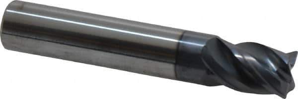 SGS - 7/16", 4 Flute, Single End, Solid Carbide, 0.0150 - 0.0200" Corner Radius End Mill - 2-1/2" OAL, Right Hand Flute, 5/8" LOC, Right Hand Cut - USA Tool & Supply