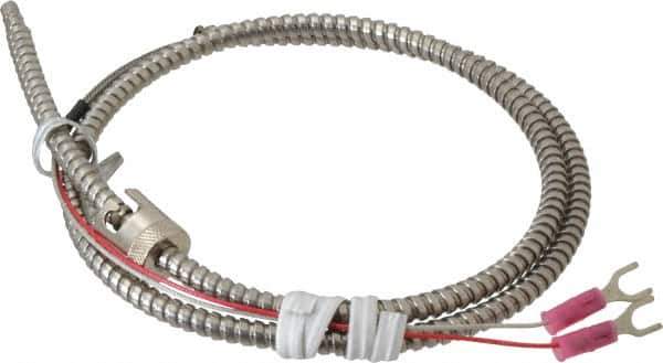 Thermo Electric - 32 to 900°F, J Universal Temp, Thermocouple Probe - 3 Ft. Cable Length, Stripped Ends with Spade Lugs, 1/4 Inch Probe Sheath Length, 1 Sec Response Time - USA Tool & Supply