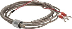 Thermo Electric - 32 to 900°F, J Universal Temp, Thermocouple Probe - 6 Ft. Cable Length, Stripped Ends with Spade Lugs, 1/4 Inch Probe Sheath Length, 1 Sec Response Time - USA Tool & Supply
