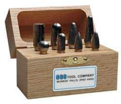 SGS Pro - 8 Piece, 3/16" Shank Burr Set - Tungsten Carbide, Multiple Head Shape - USA Tool & Supply