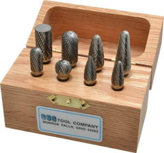 SGS Pro - 8 Piece, 1/4" Shank Burr Set - Tungsten Carbide, Multiple Head Shape - USA Tool & Supply