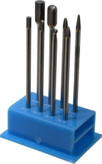 SGS Pro - 8 Piece, 1/4" Shank Burr Set - Tungsten Carbide, Multiple Head Shape - USA Tool & Supply