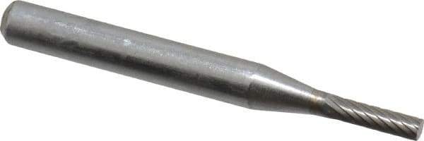 SGS Pro - 1/8" Cut Diam, 1/4" Shank Diam, Cylinder Head Single Cut Burr - Carbide, Flat End, 1/2" LOC - USA Tool & Supply