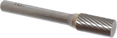 SGS Pro - 3/8" Cut Diam, 1/4" Shank Diam, Cylinder Head Single Cut Burr - Carbide, Flat End, 3/4" LOC, 2-1/2" OAL - USA Tool & Supply
