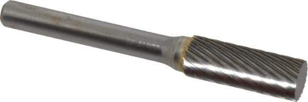 SGS Pro - 3/8" Cut Diam, 1/4" Shank Diam, Cylinder Head Single Cut Burr - Carbide, Flat End, 1" LOC - USA Tool & Supply