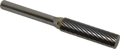 SGS Pro - 3/8" Cut Diam, 1/4" Shank Diam, Cylinder Head Single Cut Burr - Carbide, Flat End, 1-1/2" LOC - USA Tool & Supply