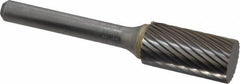 SGS Pro - 1/2" Cut Diam, 1/4" Shank Diam, Cylinder Head Single Cut Burr - Carbide, Flat End, 1" LOC, 2-3/4" OAL - USA Tool & Supply