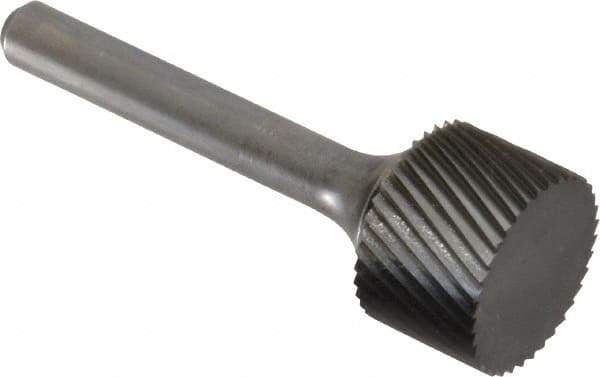 SGS Pro - 3/4" Cut Diam, 1/4" Shank Diam, Cylinder Head Single Cut Burr - Carbide, Flat End, 1/2" LOC - USA Tool & Supply